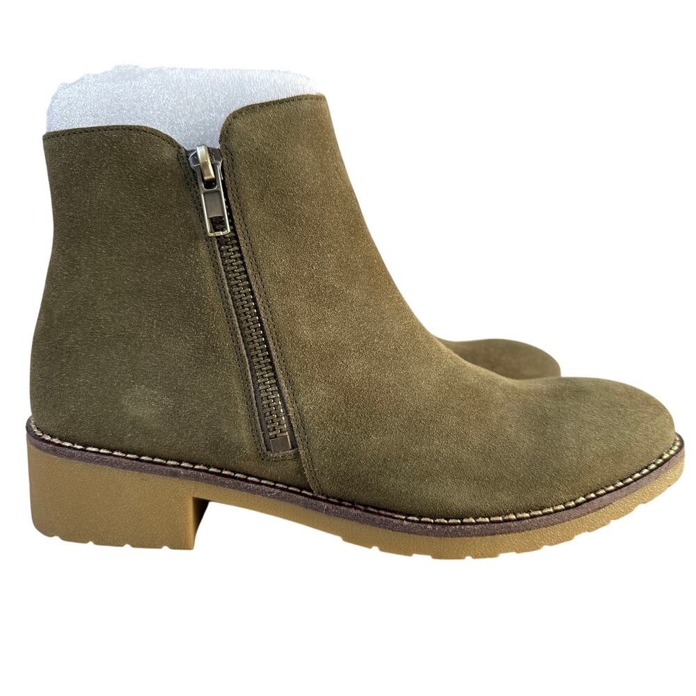 VANELi Ankle Boots Hadia Womens 7.5 Suede Khaki Nival Double Side Zip 311539 - Picture 2 of 12